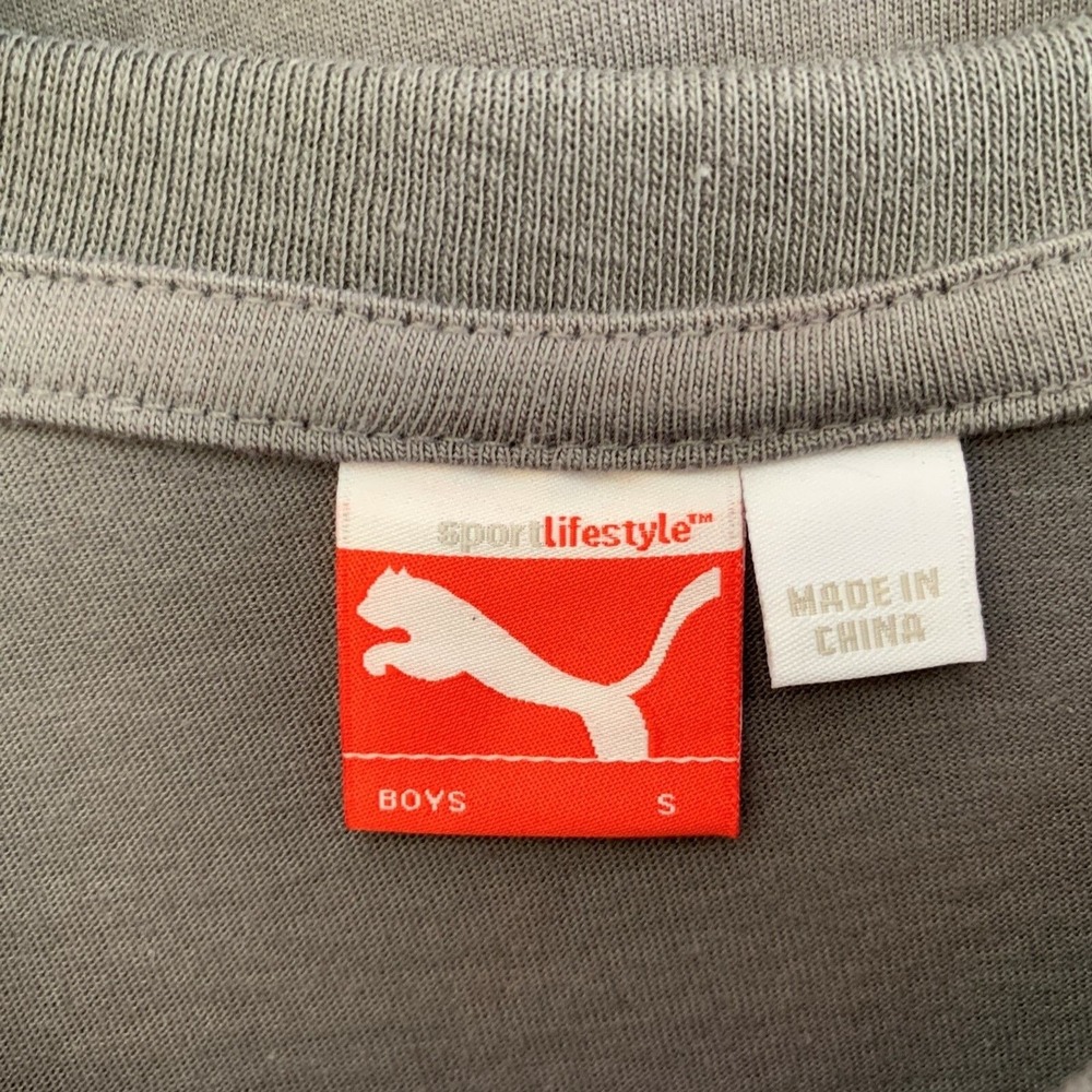 Puma Sport Lifestyle Boys Shirt Small Gray Red Black NWT - Picture 3 of 5